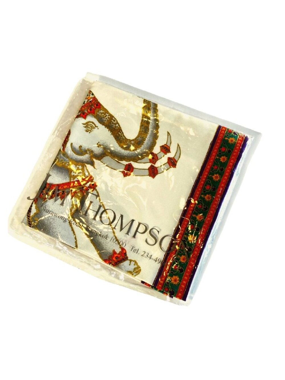Jim Thompson Thai Silk Elephant Scarf NWT Thailand Heritage Print